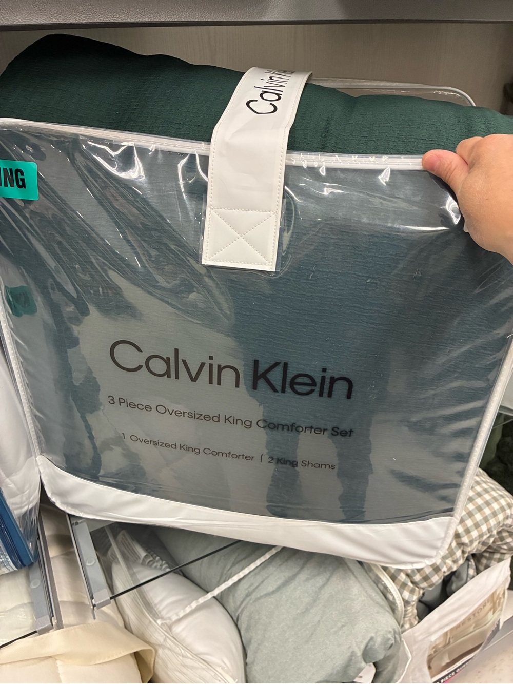 Calvin Klein Solid Dark Teal Oversized King Comforter Set
